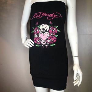 New Ed Hardy strapless dress crop top